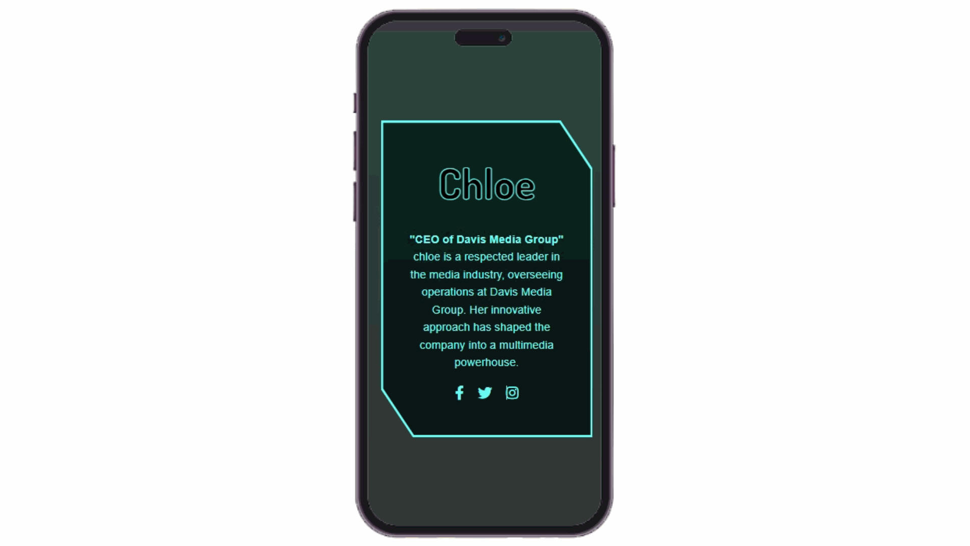 Influencer Digital Card Example
