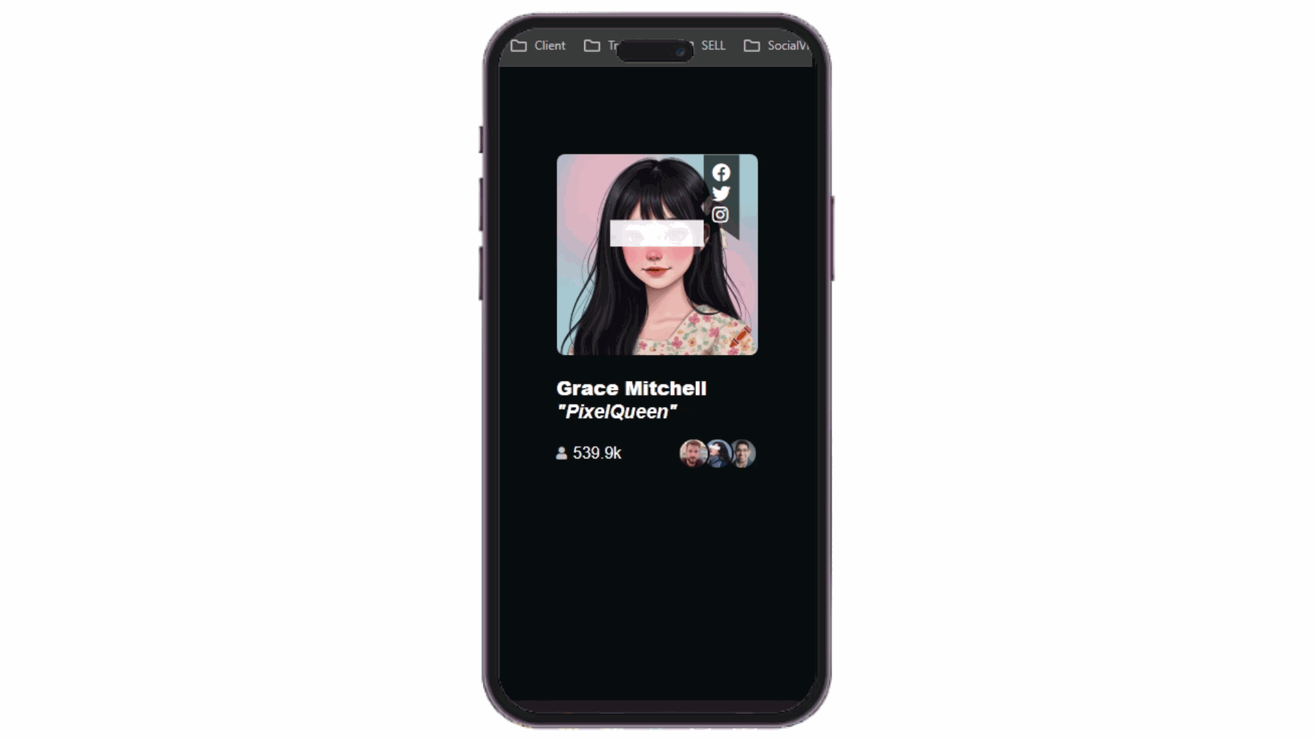 Influencer Digital Card Example